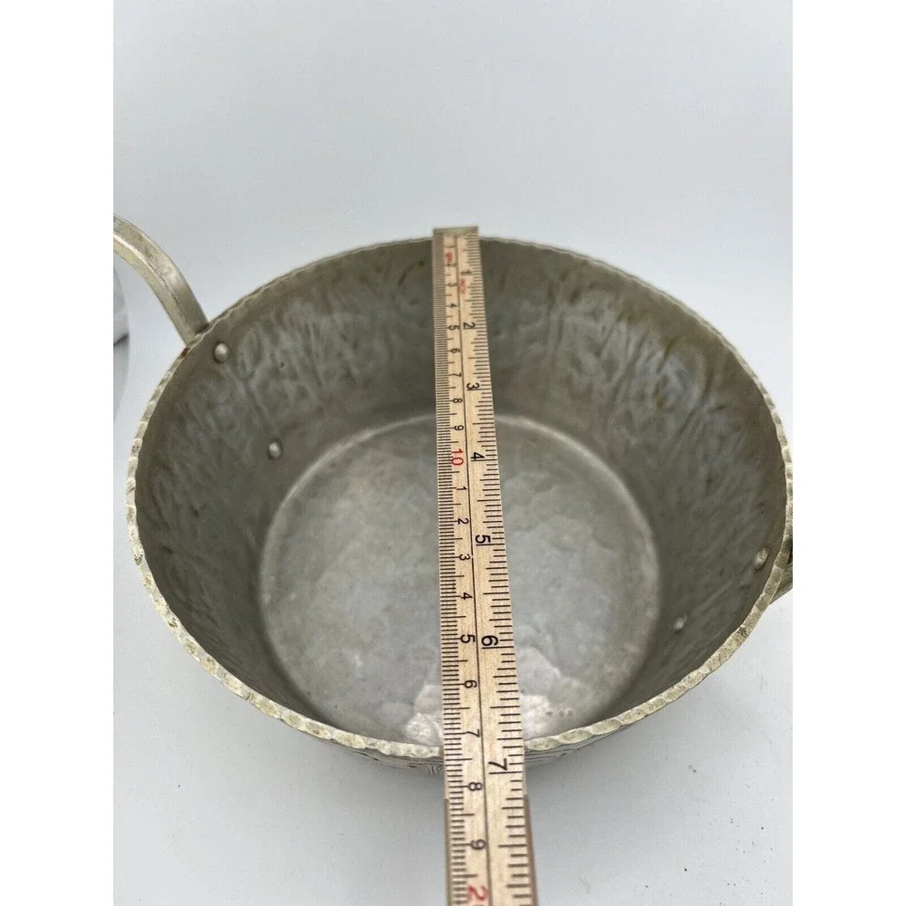 Vintage Trade Continental Hand Wrought Silver Sawtooth Edge Twin Handled‎ Bowl